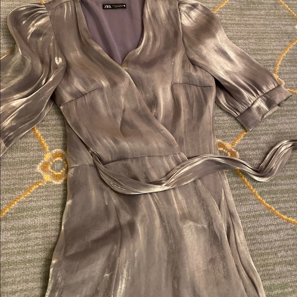 Zara metallic wrap dress
